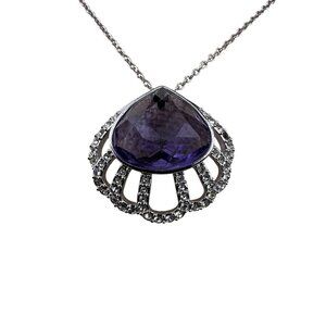 Swarovski Women’s Purple Crystal Pendant Necklace Rhodium Plated Gift Box